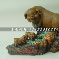 仿真小豬雕塑，玻璃鋼小豬雕塑
