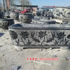 青石花盆，仿古石水盆