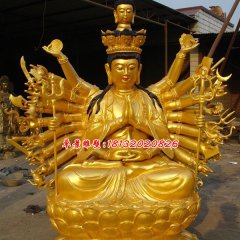 千手觀音銅雕，坐式千手觀音菩薩雕塑