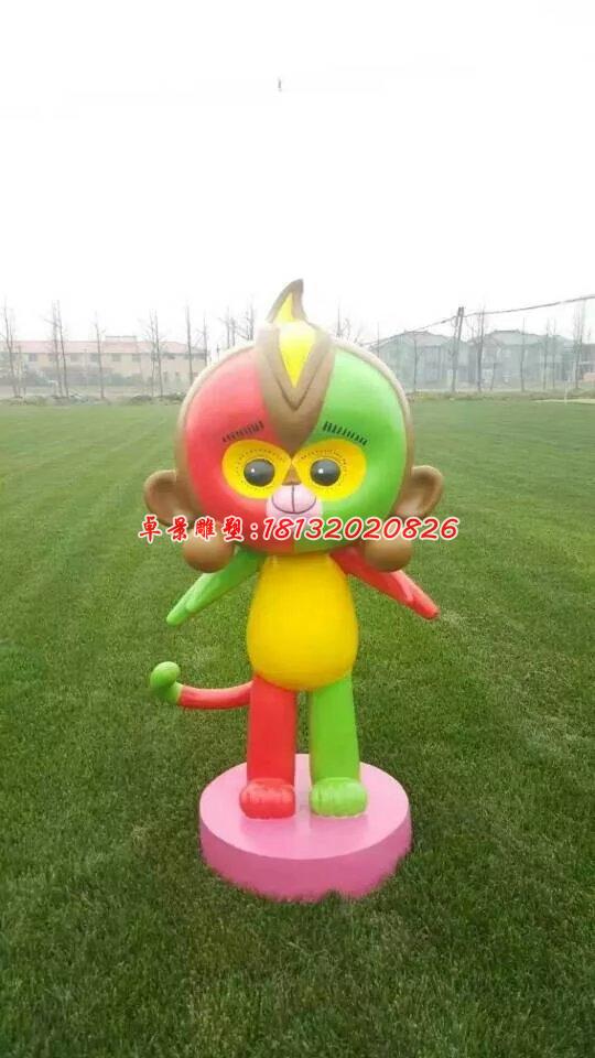 玻璃鋼吉祥物小猴雕塑，卡通雕塑(5)