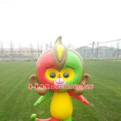 玻璃鋼吉祥物小猴雕塑，卡通雕塑