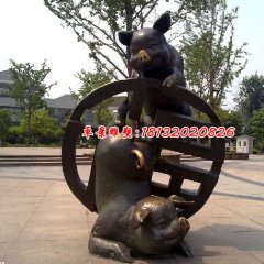 銅雕動(dòng)物雕塑，銅豬雕塑，公園景觀銅雕