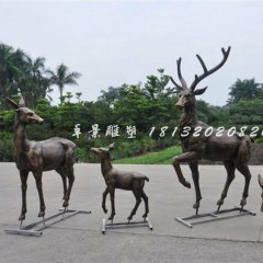 小鹿銅雕，公園動物銅雕