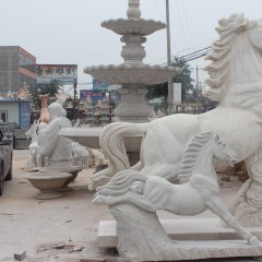石雕馬，馬踏祥云石雕，漢白玉馬踏祥云雕塑