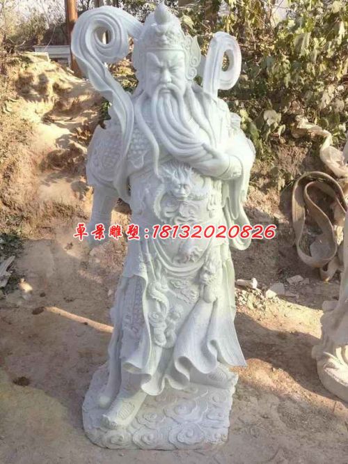石雕關(guān)公，漢白玉關(guān)公石雕