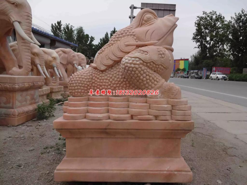 金蟾石雕，晚霞紅金蟾雕塑 (2)