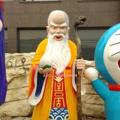 玻璃鋼壽星公雕塑，仿真壽星公雕塑