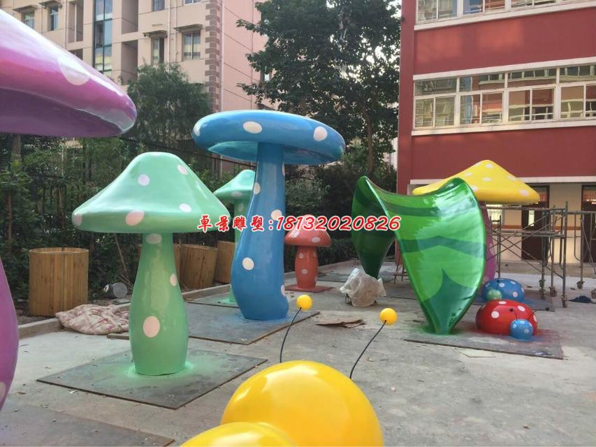 玻璃鋼蘑菇雕塑，彩色蘑菇雕塑 (1)