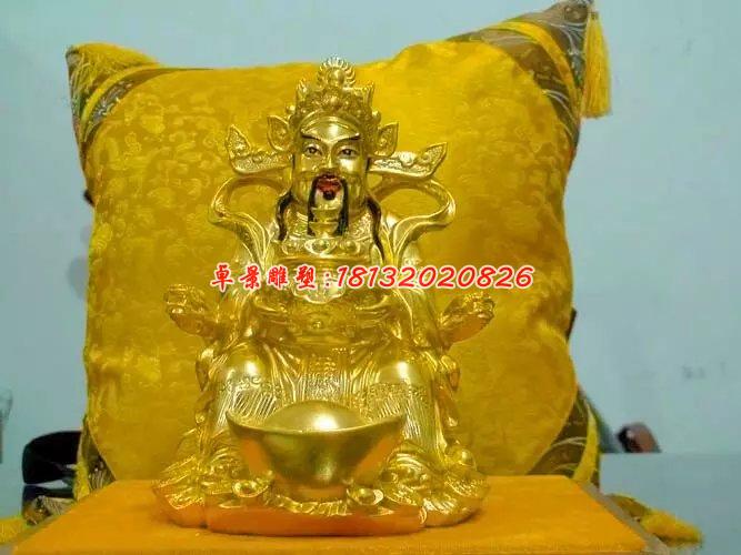 財(cái)神銅雕，貼金銅財(cái)神雕塑 (1)