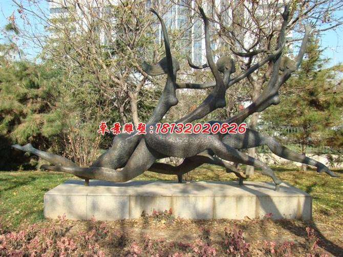 奔跑銅雕，公園抽象人物銅雕