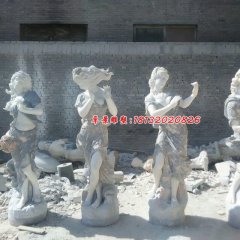 吹拉彈唱石雕，漢白玉西方人物石雕