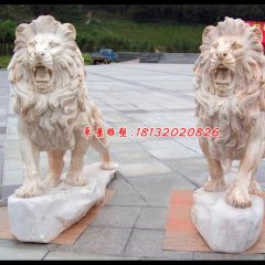 西洋獅石雕，晚霞紅匯豐獅石雕