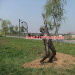 打羽毛球人物銅雕，公園人物雕塑