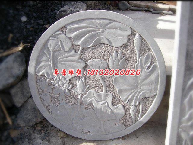 荷花荷葉石浮雕，漢白玉石浮雕