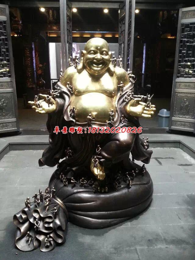 彌勒佛銅雕，貼金彌勒佛雕塑