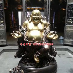 彌勒佛銅雕，貼金彌勒佛雕塑