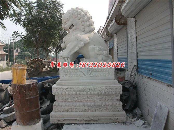 石雕北京獅，踩球石獅子雕塑 (3)