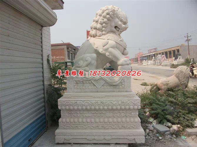 石雕北京獅，踩球石獅子雕塑 (1)