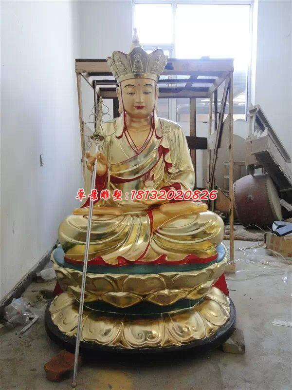 玻璃鋼地藏王雕塑，玻璃鋼貼金雕塑 (2)