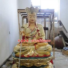 玻璃鋼地藏王雕塑，玻璃鋼貼金雕塑