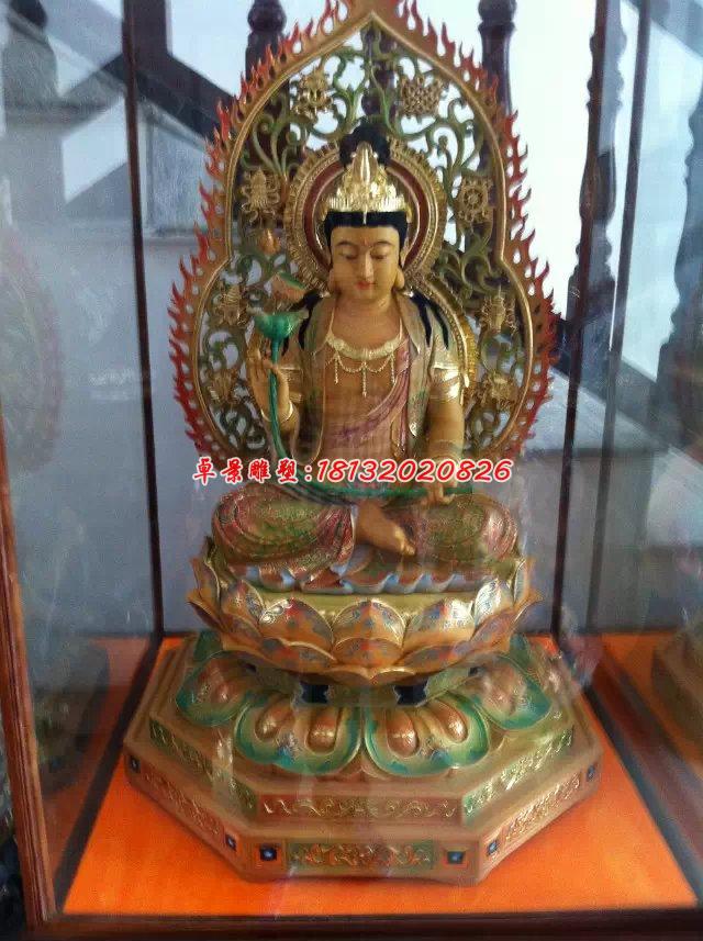 玻璃鋼彩繪西方三圣，坐式佛像雕塑 (2)