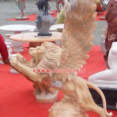 飛獅雕塑，晚霞紅獅子雕塑