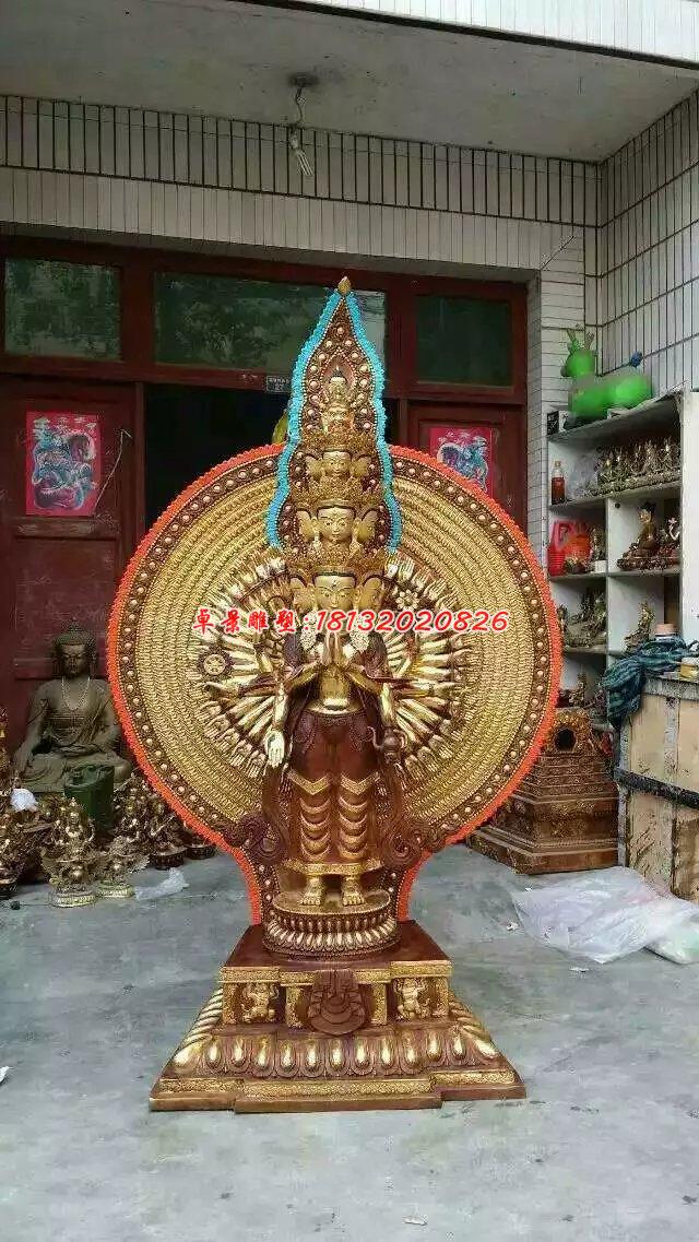 千手觀音銅雕，寺廟銅佛像