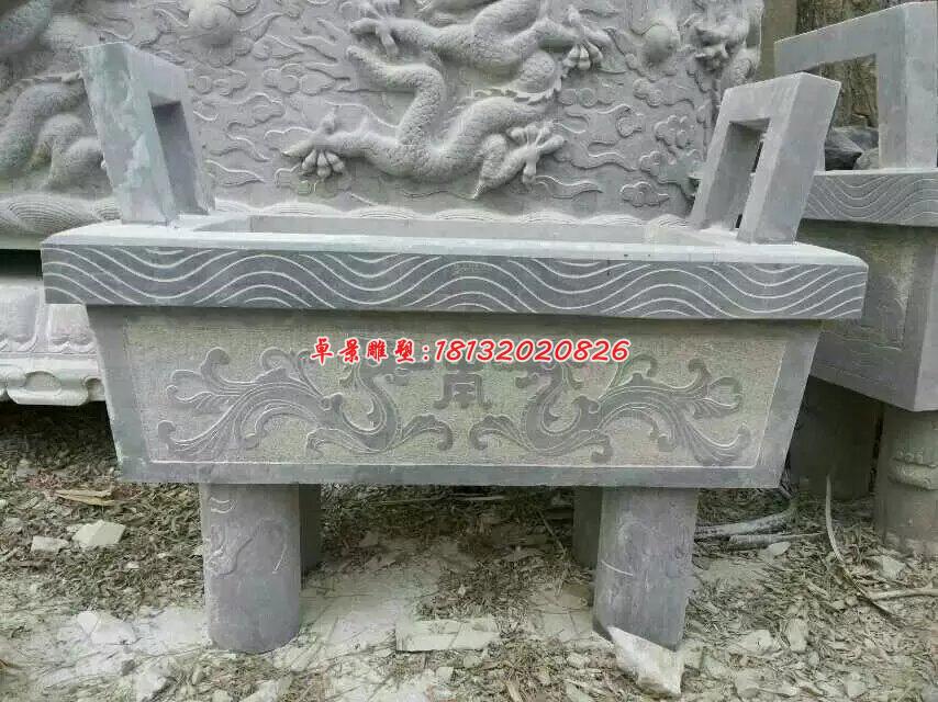 石雕鼎，四腳鼎，香爐石雕
