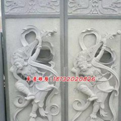 石浮雕，飛天女石浮雕