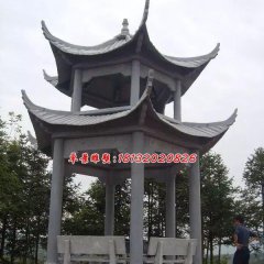 涼亭石雕，青石雙層涼亭雕塑