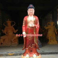 立式如來佛雕塑，玻璃鋼彩繪佛像