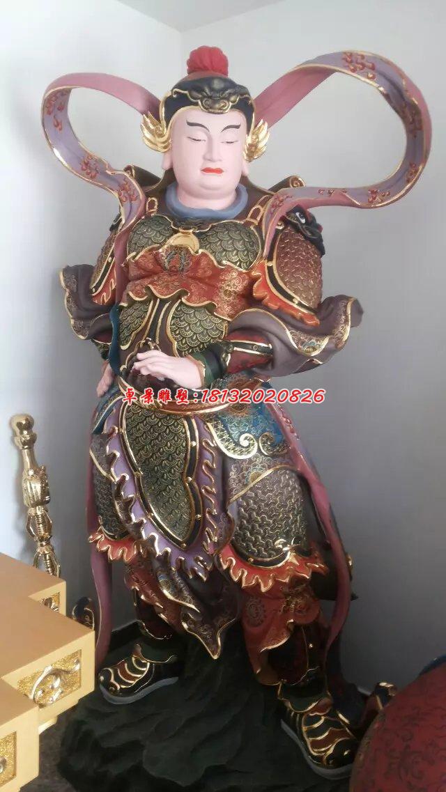 韋陀菩薩雕塑，玻璃鋼彩繪神仙雕塑 (1)