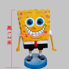 玻璃鋼海綿寶寶雕塑，玻璃鋼卡通雕塑