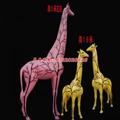 玻璃鋼長(zhǎng)頸鹿雕塑，彩繪長(zhǎng)頸鹿雕塑