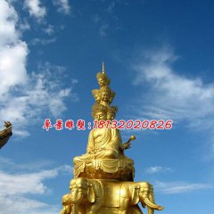 普賢菩薩銅雕，三面普賢銅雕