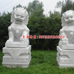 獅子石雕，漢白玉北京獅