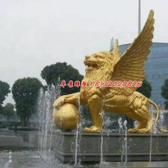 踩球飛獅銅雕，廣場(chǎng)銅獅子雕塑