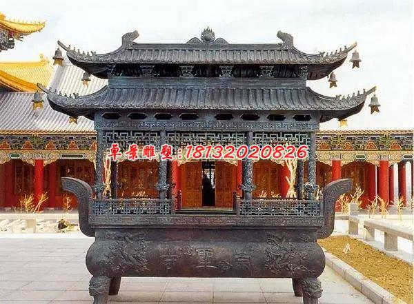 佛光普照銅雕香爐，寺廟香爐雕塑 (3)