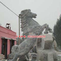 廣場(chǎng)立馬石雕，青石動(dòng)物雕塑