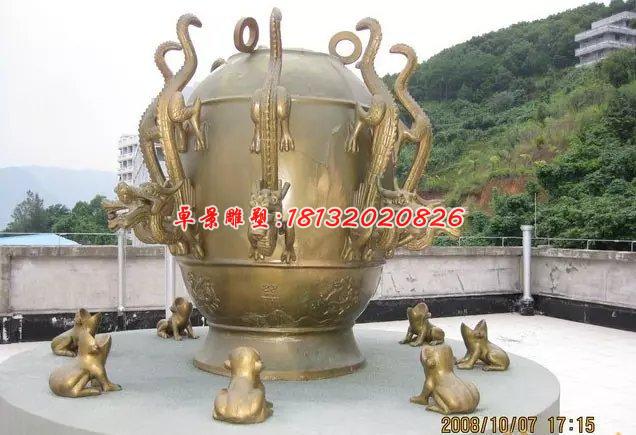 地動(dòng)儀銅雕，寺廟景觀銅雕
