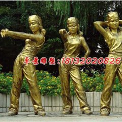公園人物銅雕，三個女人跳舞銅雕