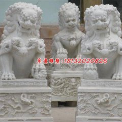 漢白玉石獅子雕塑，石雕看門獅