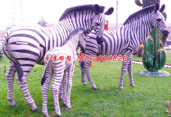 玻璃鋼動(dòng)物雕塑，仿真斑馬雕塑