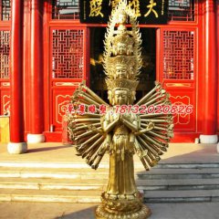 千手觀音銅雕，寺廟佛像雕塑