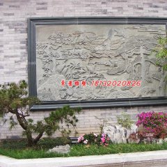 墻上石浮雕，松鶴延年石浮雕