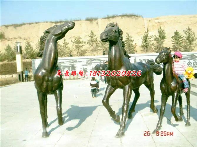 小馬一家三口銅雕，廣場(chǎng)銅馬雕塑