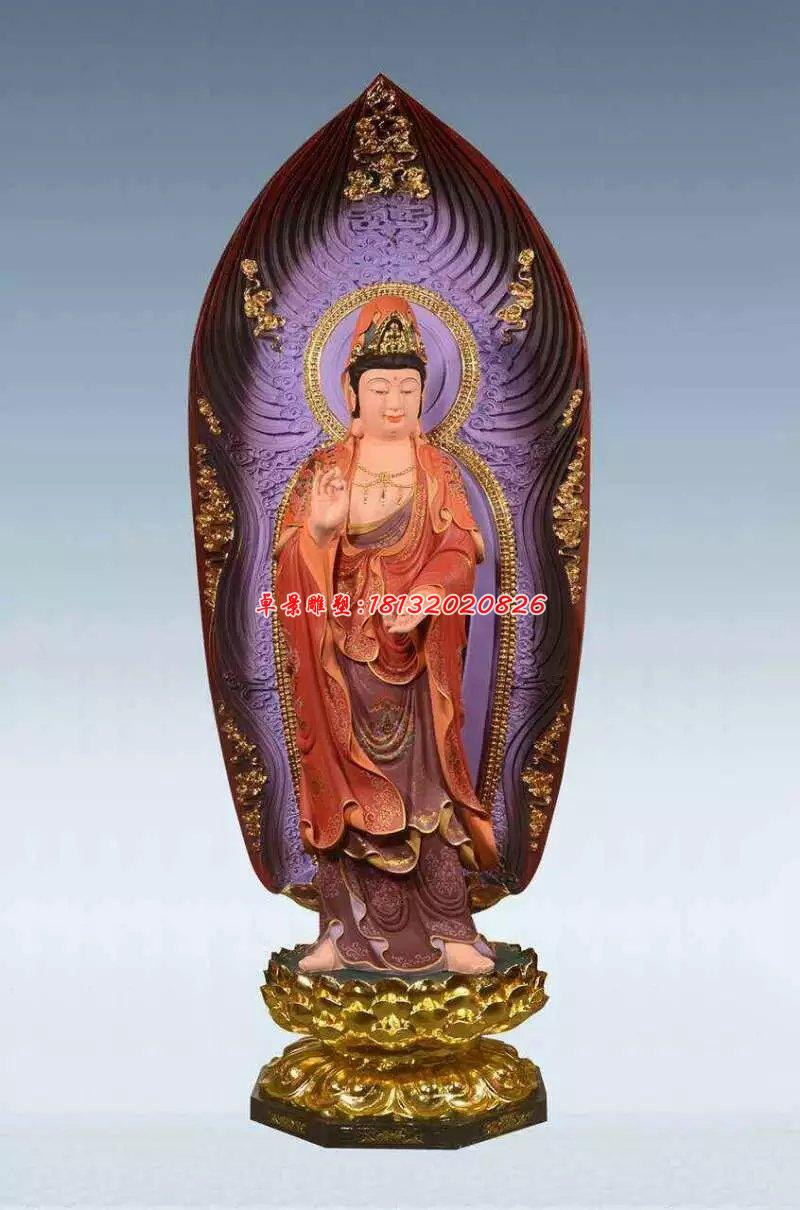 彩繪佛像雕塑，銅雕東方三圣 (1)