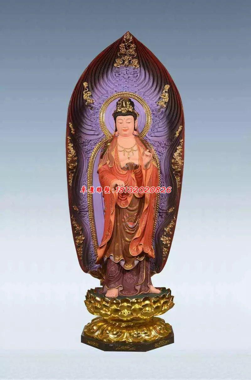 彩繪佛像雕塑，銅雕東方三圣 (3)