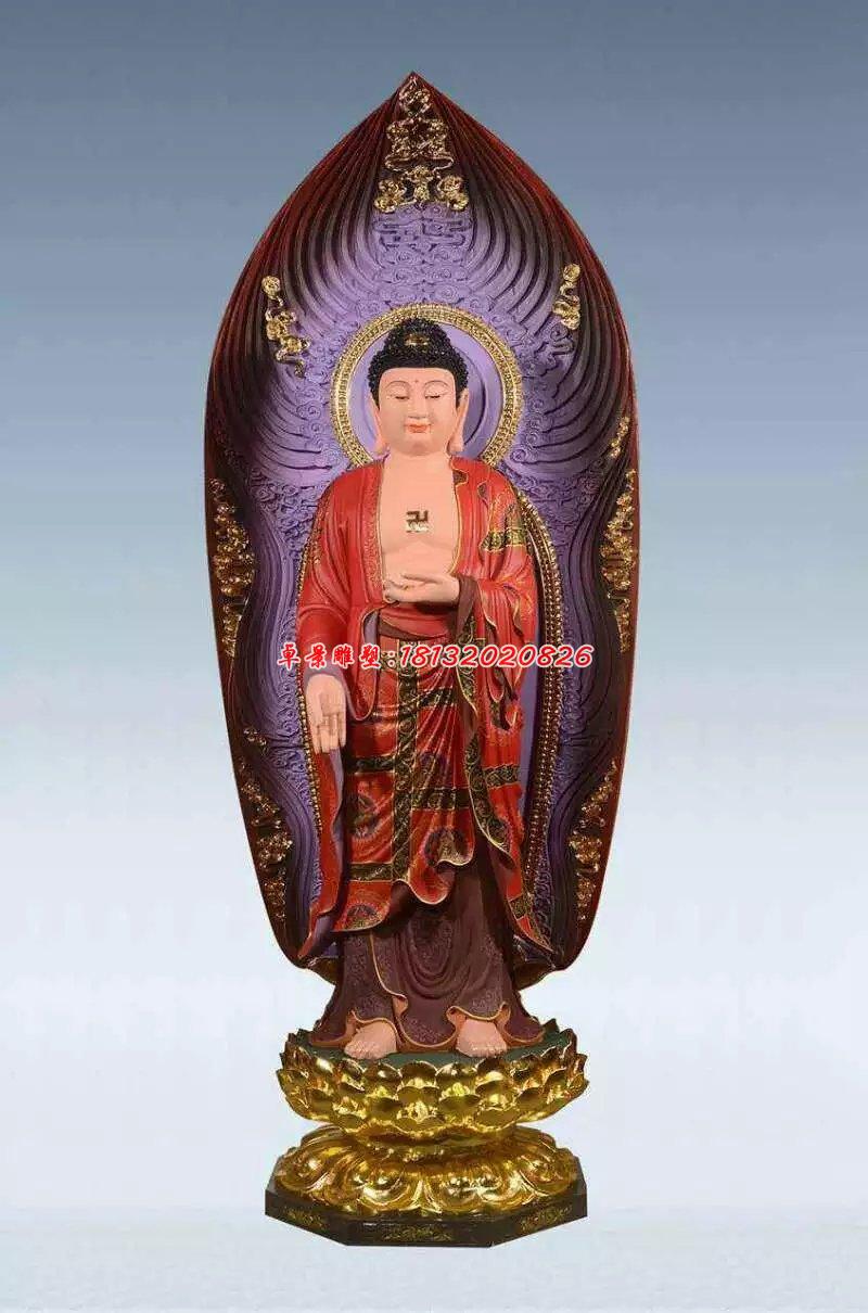 彩繪佛像雕塑，銅雕東方三圣 (2)
