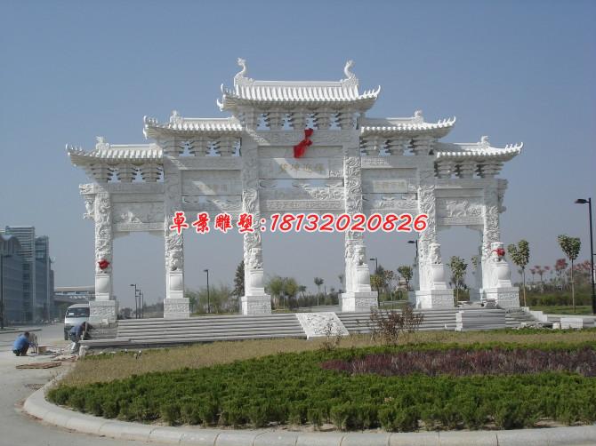 碧嶂迎輝牌坊石雕，漢白玉牌坊雕塑